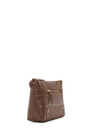 Women's Tan Long Strap Crocodile Patterned Crossbody Bag | Derimod