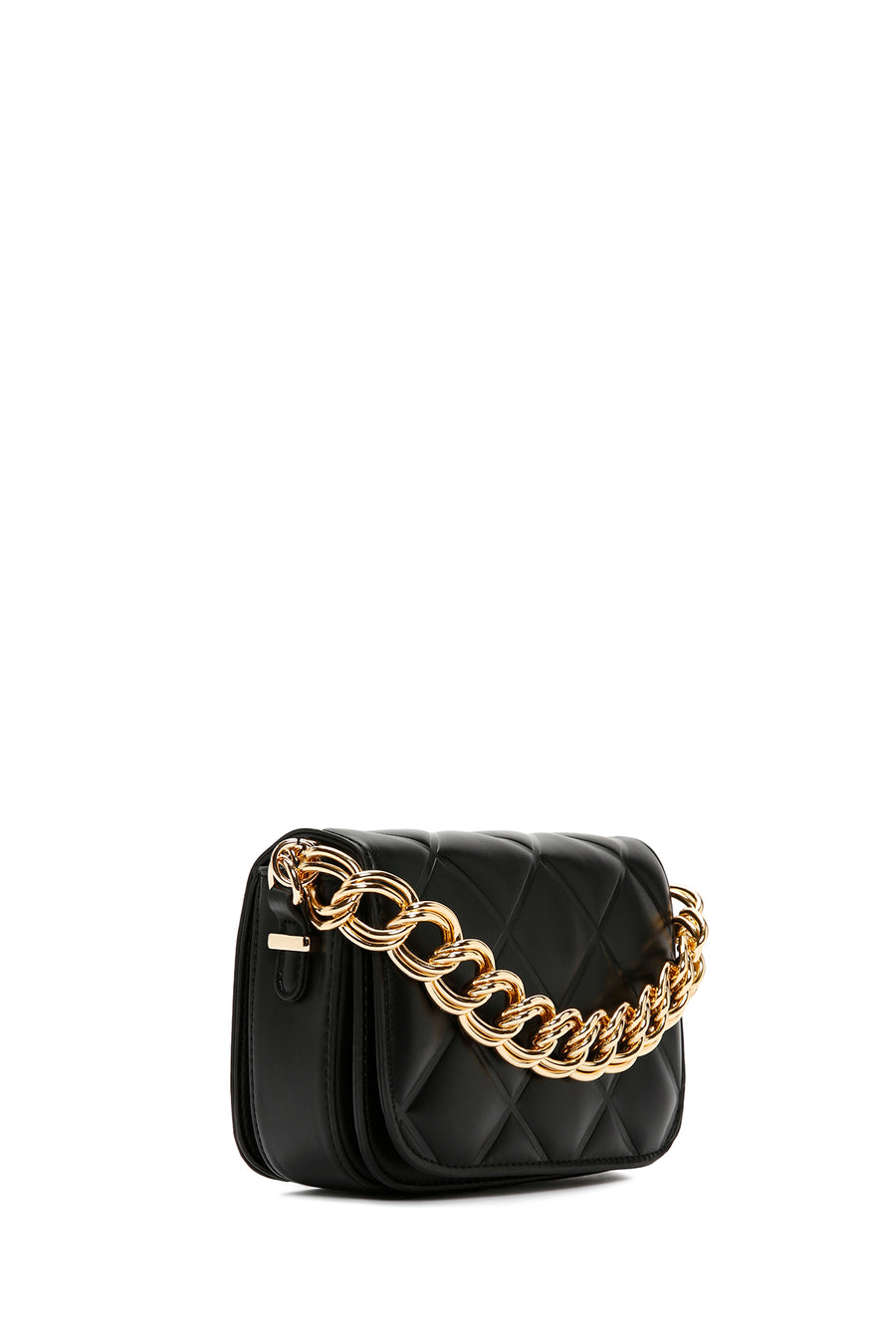 Women's Black Long Strap Quilted Crossbody Bag