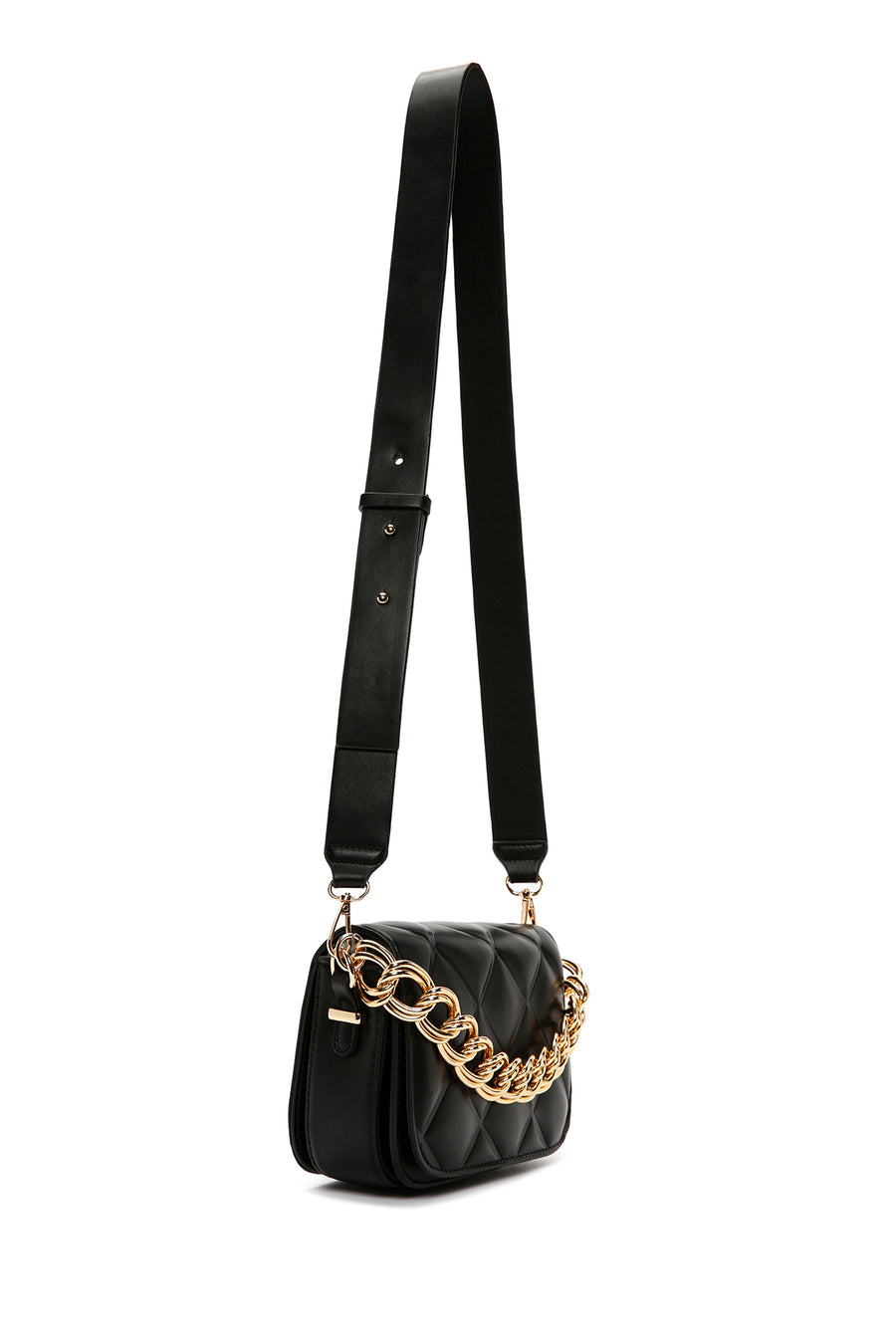 Women's Black Long Strap Quilted Crossbody Bag