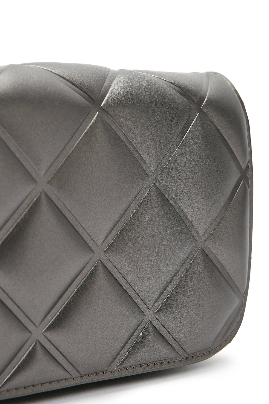 Women's Gray Long Strap Quilted Crossbody Bag