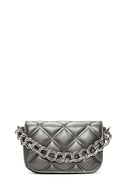 Women's Gray Long Strap Quilted Crossbody Bag | Derimod