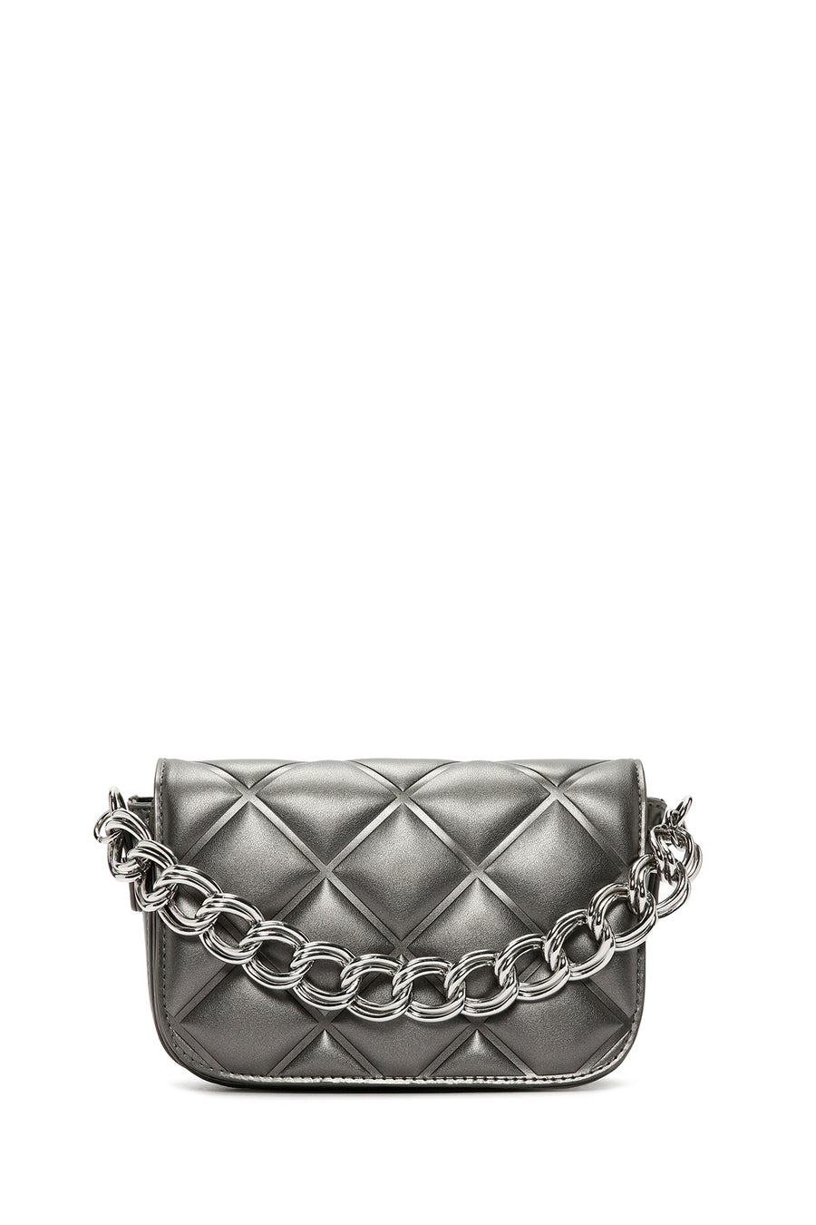Women's Gray Long Strap Quilted Crossbody Bag