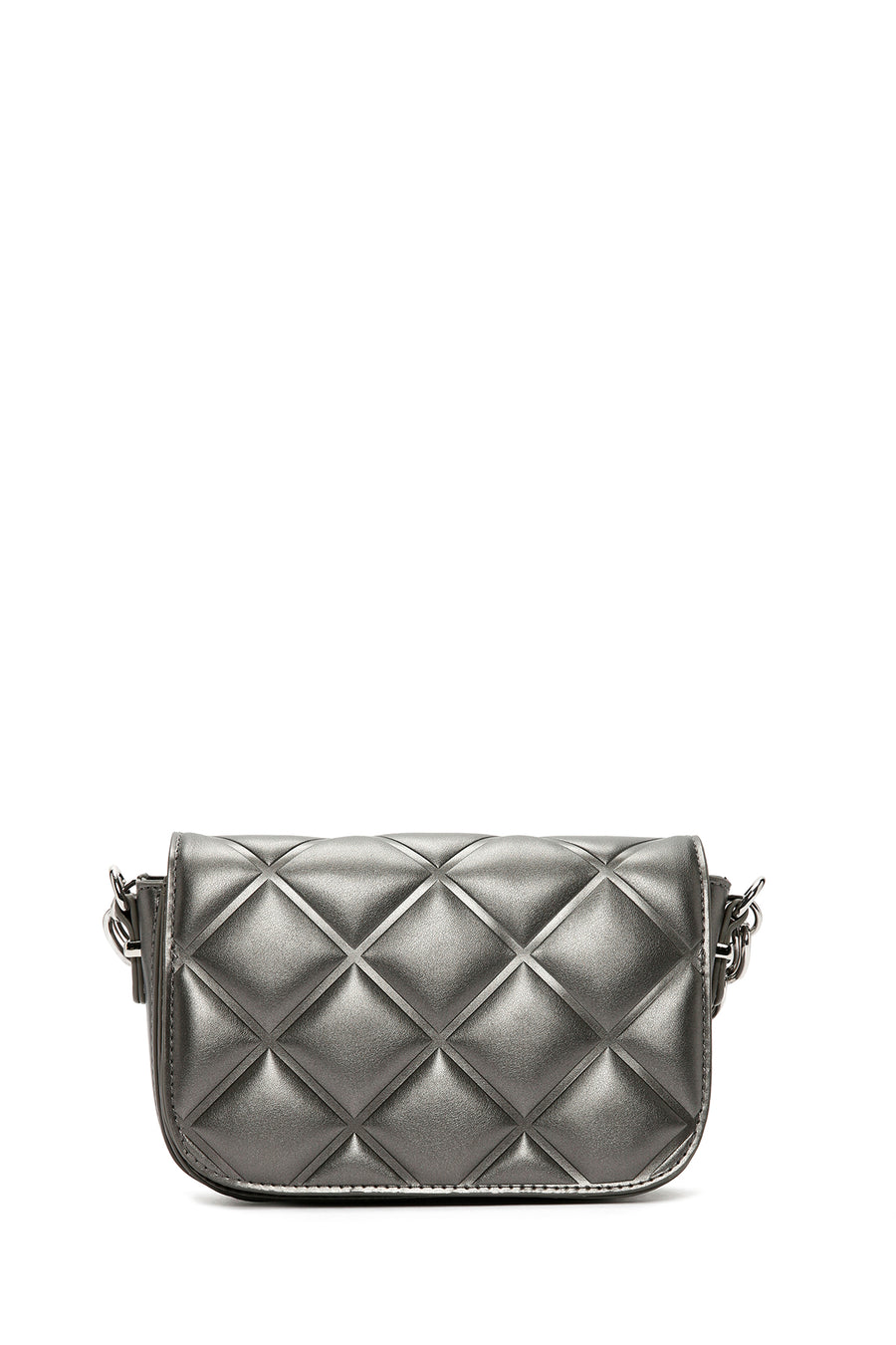 Women's Gray Long Strap Quilted Crossbody Bag