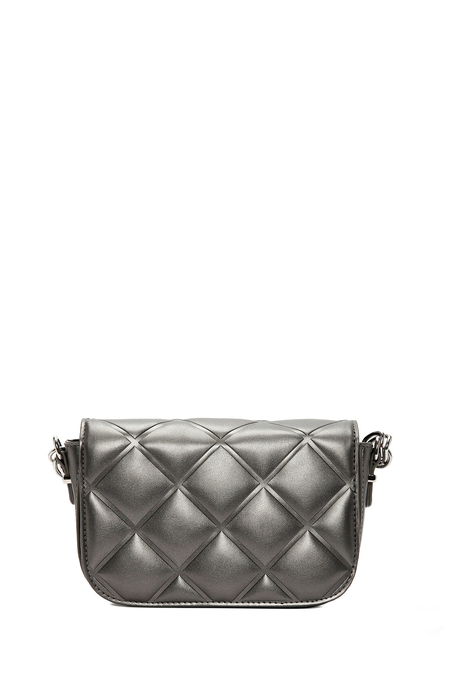 Women's Gray Long Strap Quilted Crossbody Bag