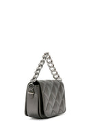 Women's Gray Long Strap Quilted Crossbody Bag | Derimod