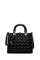 Women's Black Patent Leather Long Strap Handbag | Derimod