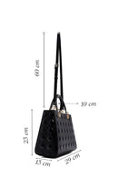 Women's Black Patent Leather Long Strap Handbag | Derimod