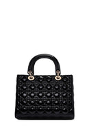 Women's Black Patent Leather Long Strap Handbag | Derimod