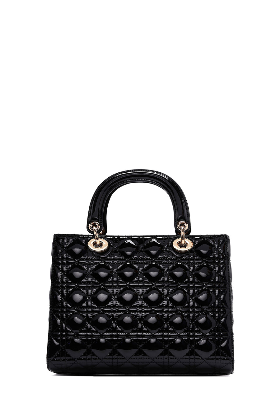 Women's Black Patent Leather Long Strap Handbag