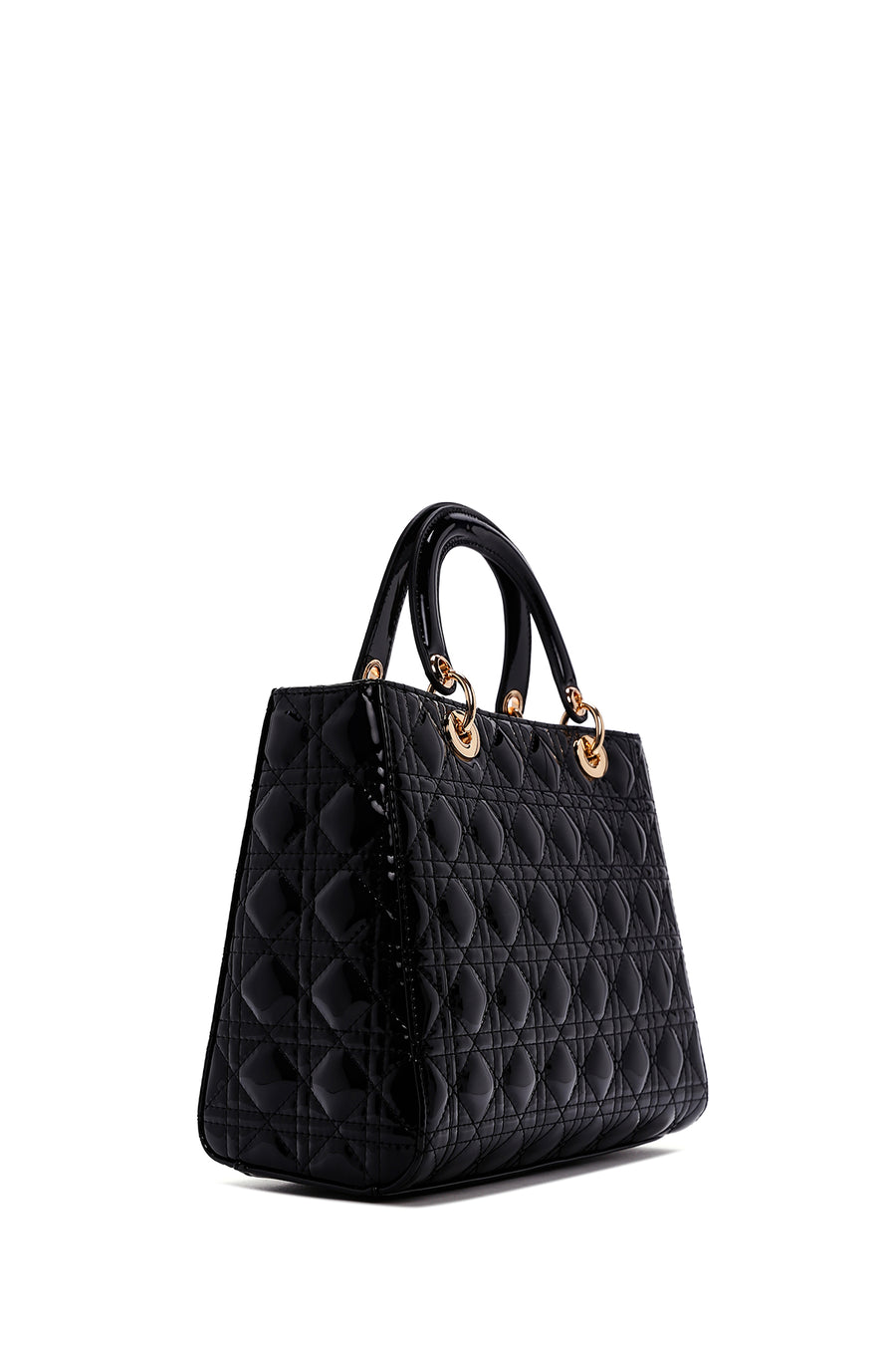 Women's Black Patent Leather Long Strap Handbag