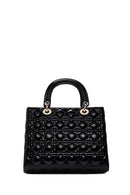 Women's Black Patent Leather Long Strap Handbag | Derimod
