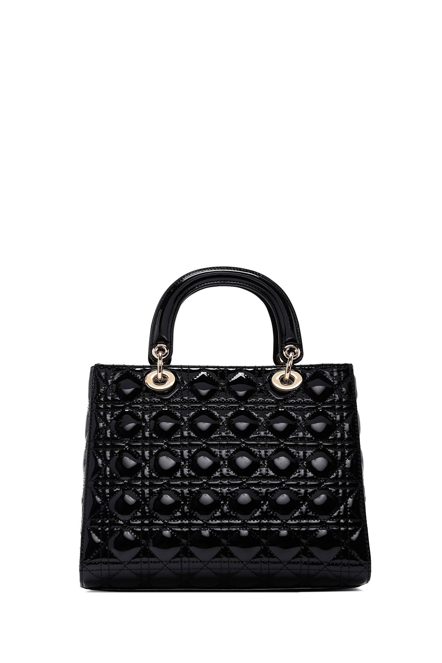 Women's Black Patent Leather Long Strap Handbag