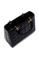 Women's Black Patent Leather Long Strap Handbag | Derimod