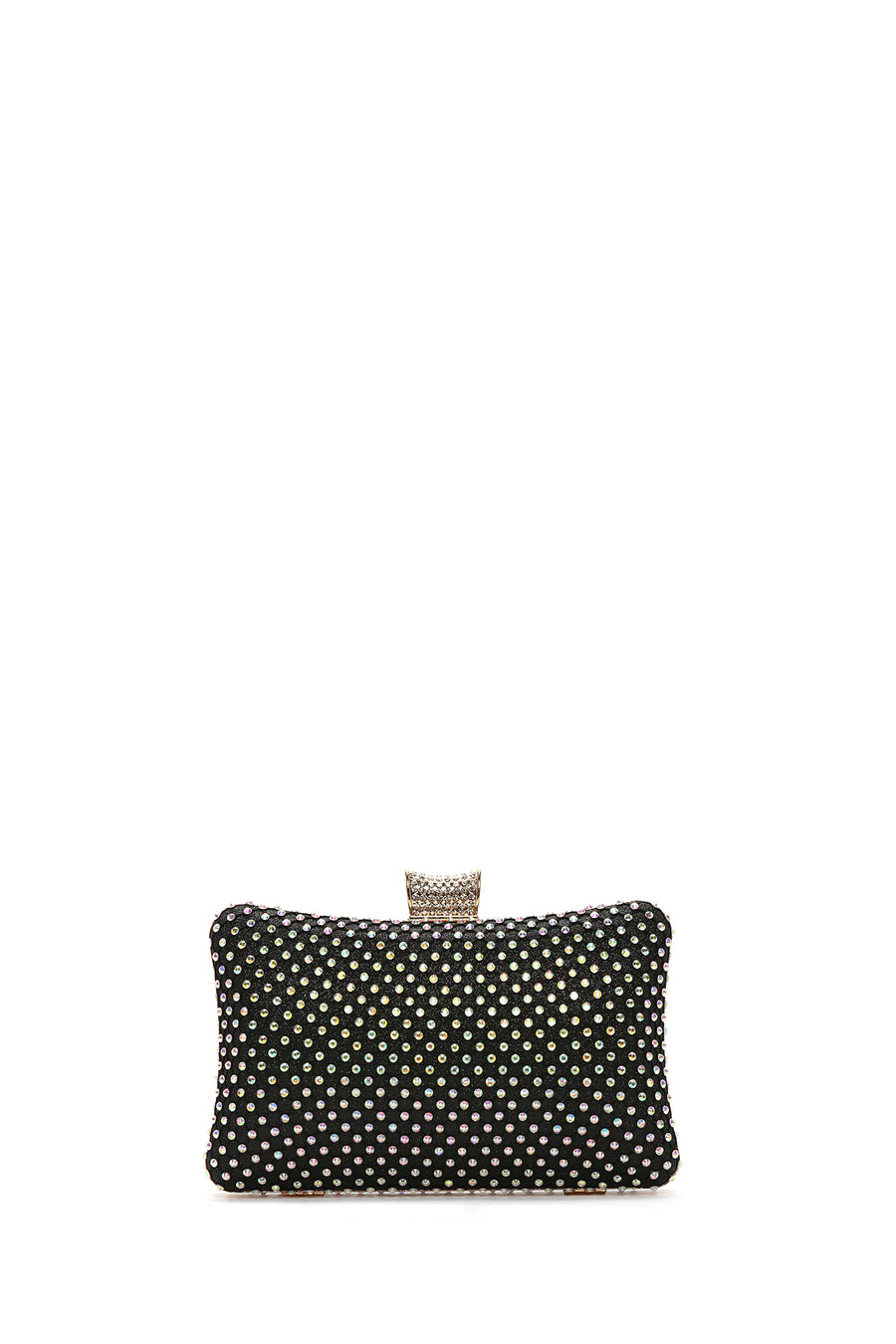 Women's Black Long Chain Strap Stone Handbag