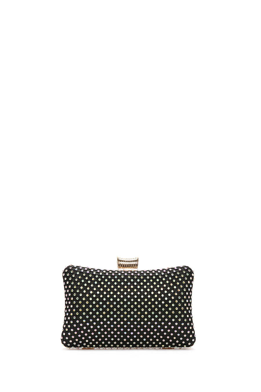 Women's Black Long Chain Strap Stone Handbag