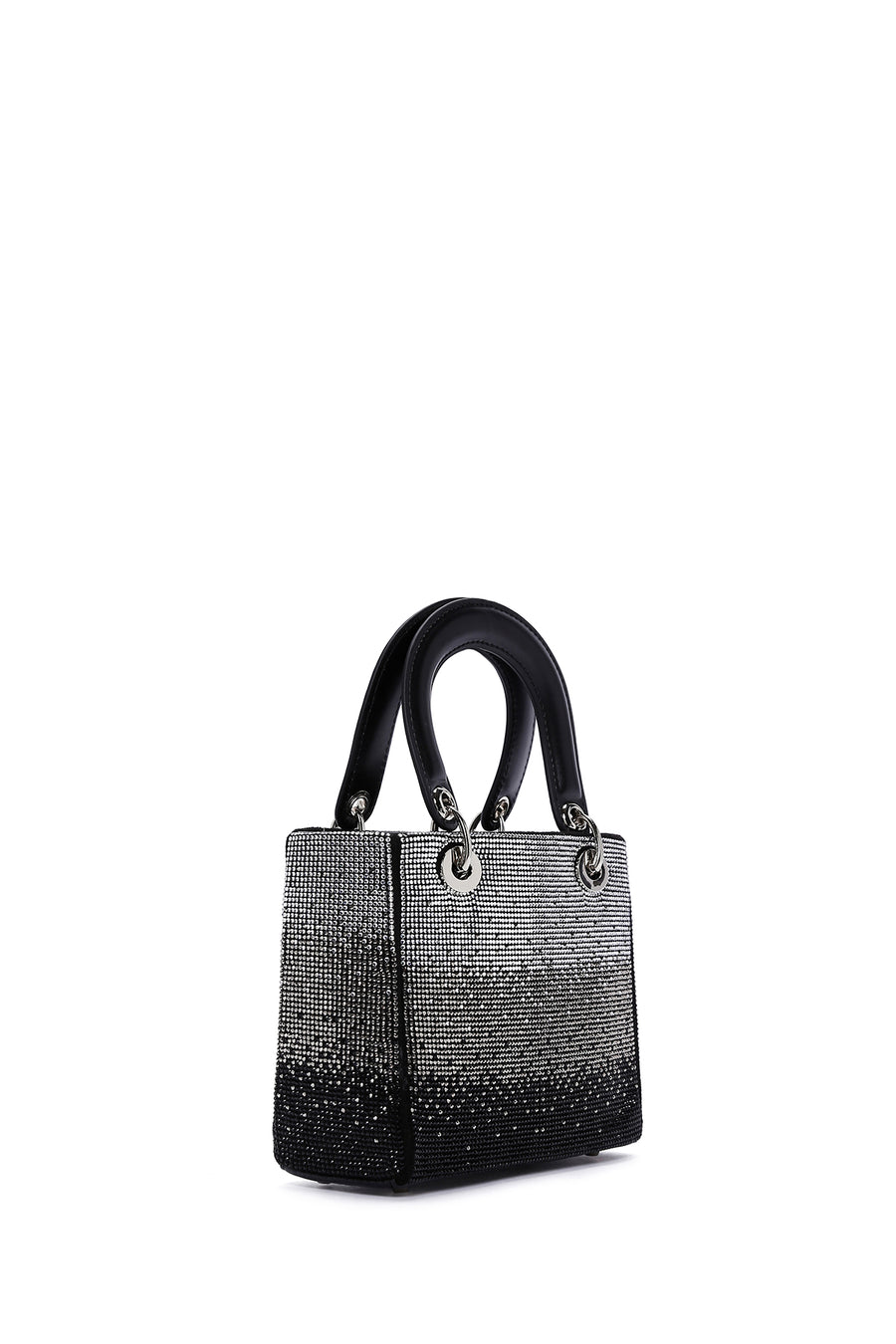 Women's Black Long Chain Strap Stone Handbag