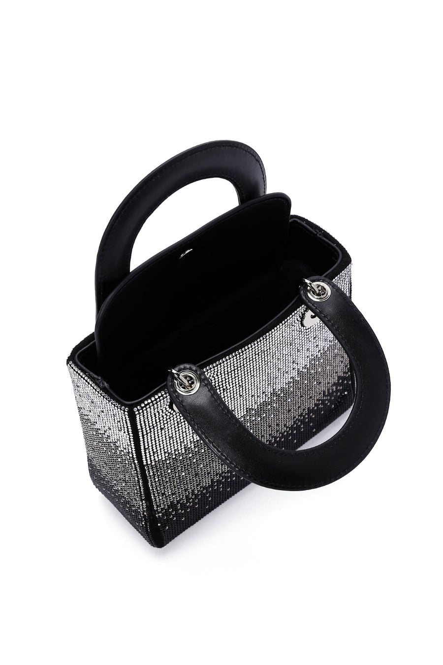 Women's Black Long Chain Strap Stone Handbag