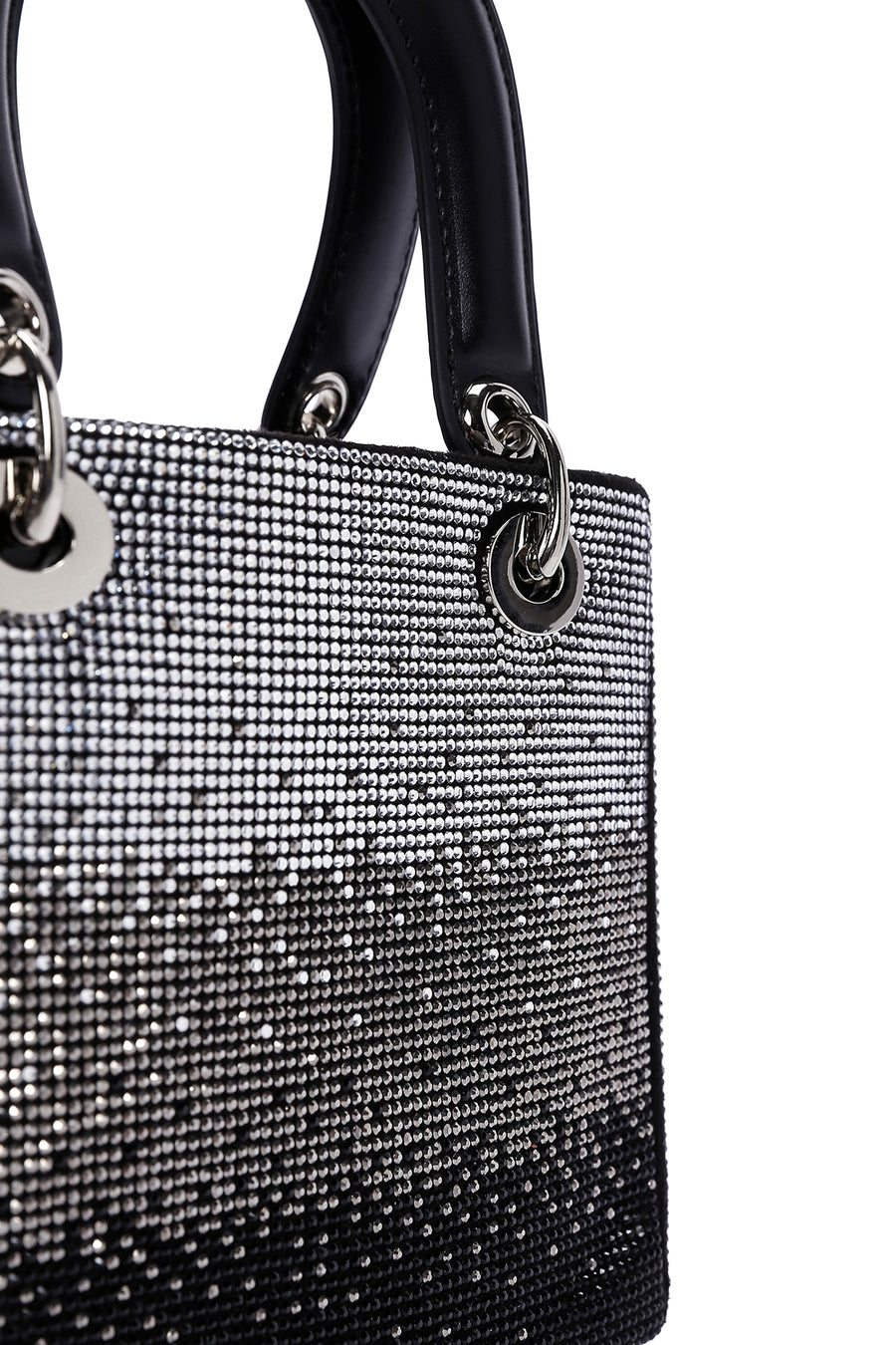 Women's Black Long Chain Strap Stone Handbag