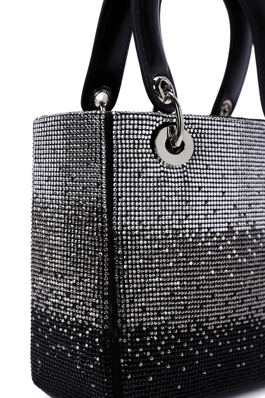 Women's Black Long Chain Strap Stone Handbag