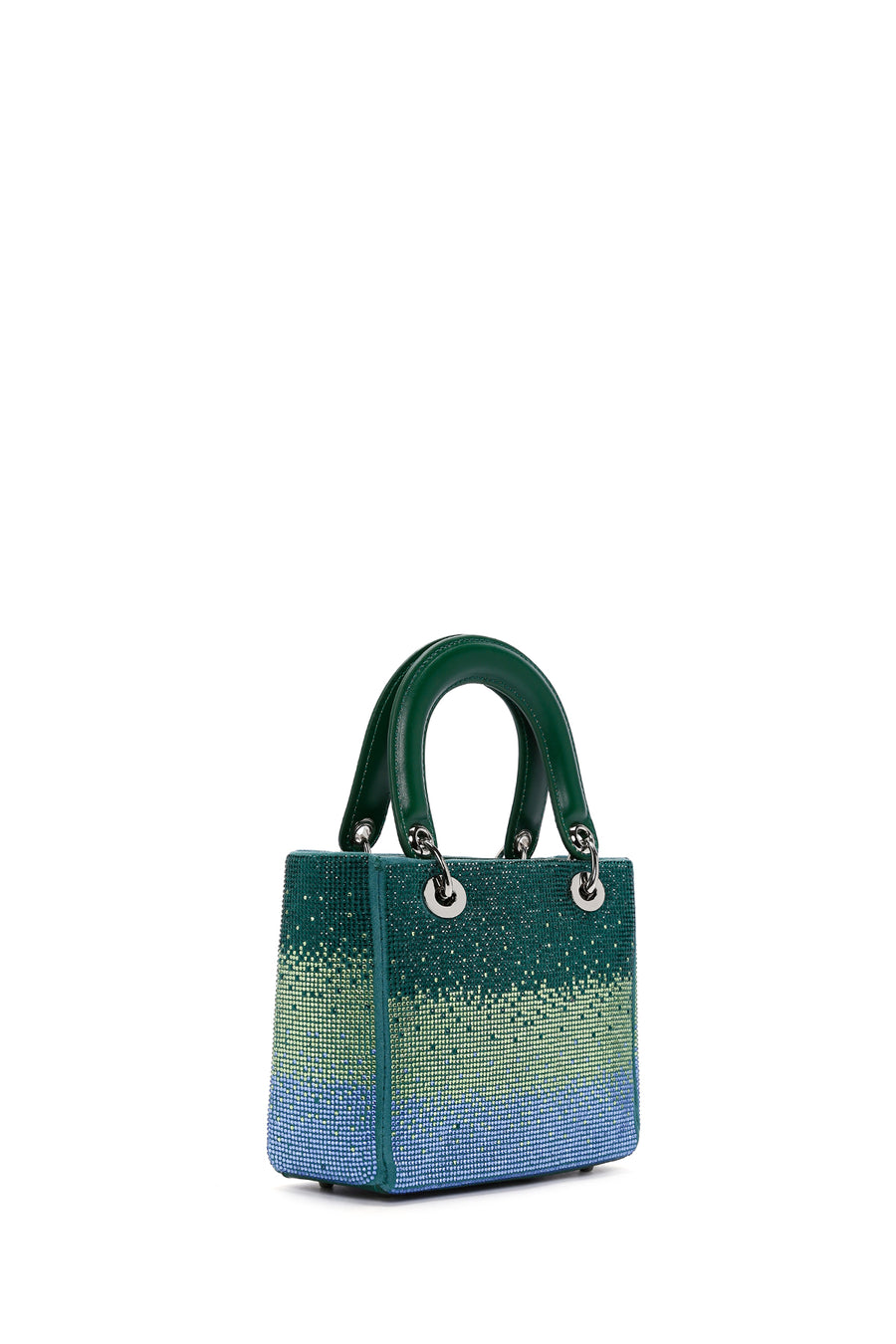 Women's Green Long Chain Strap Stone Handbag