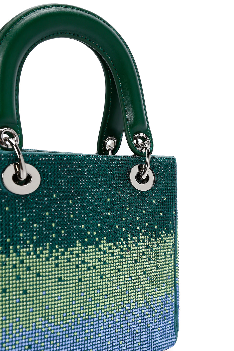 Women's Green Long Chain Strap Stone Handbag