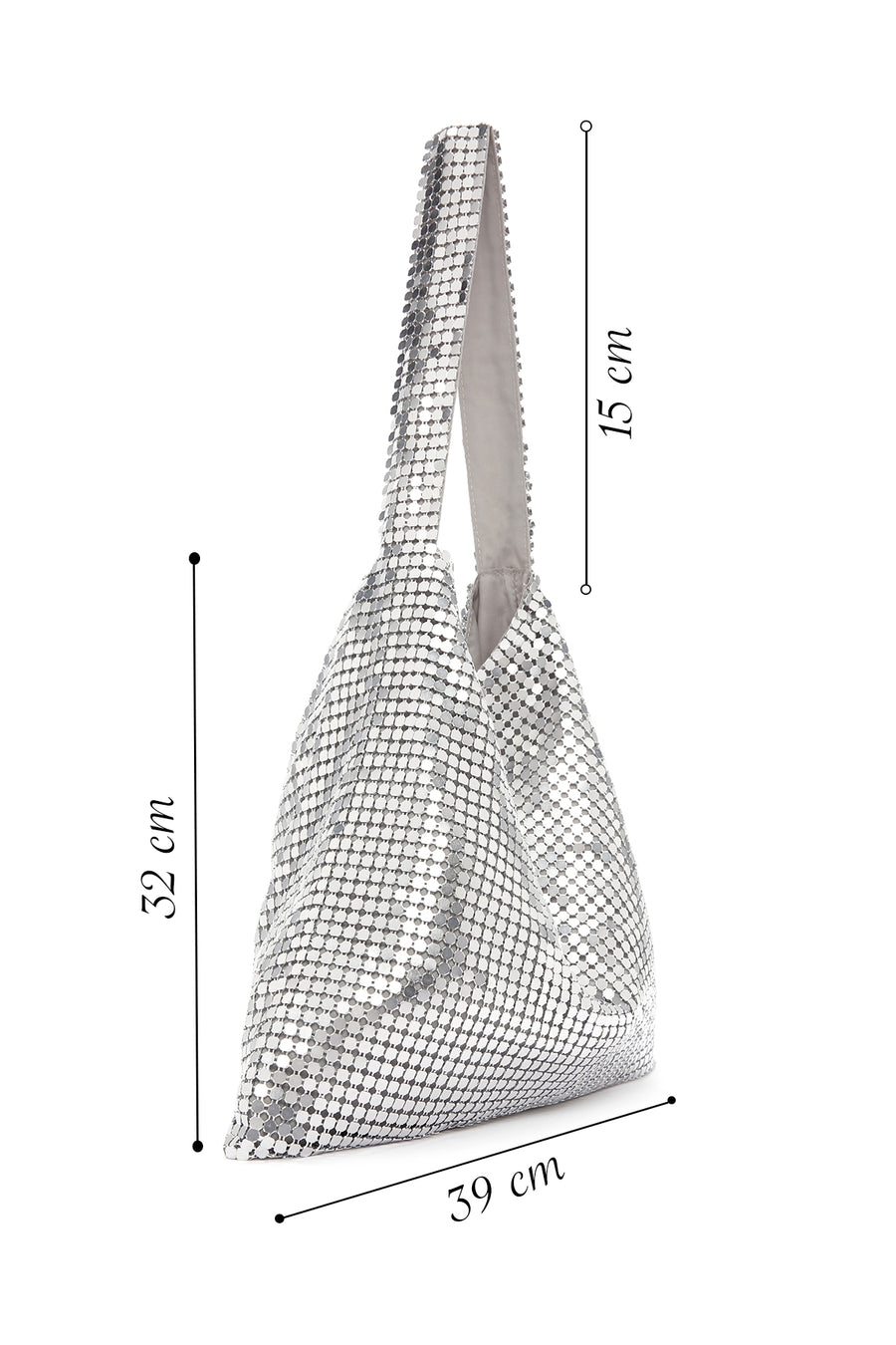 Women's Silver Metal Patterned Shoulder Bag