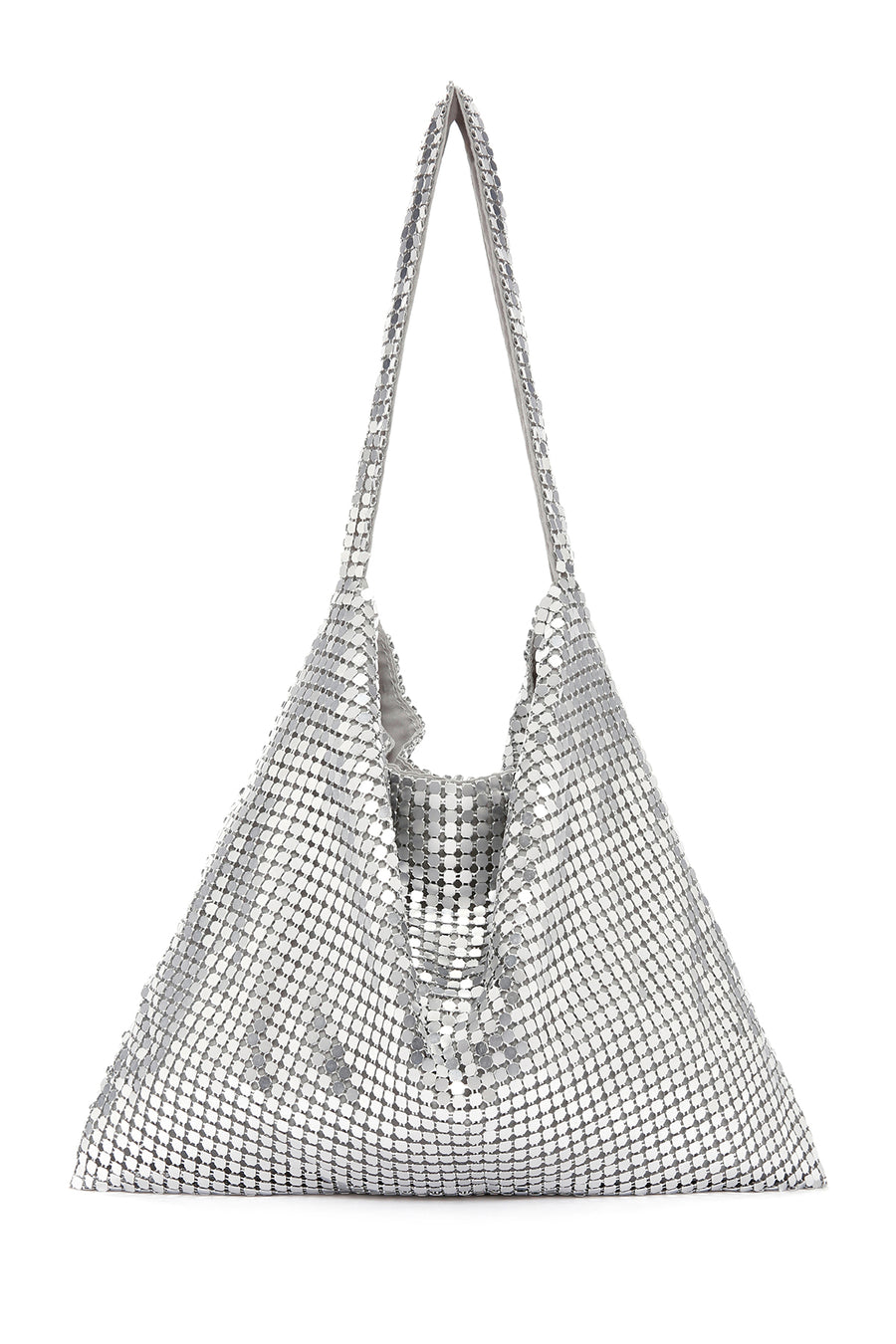 Women's Silver Metal Patterned Shoulder Bag