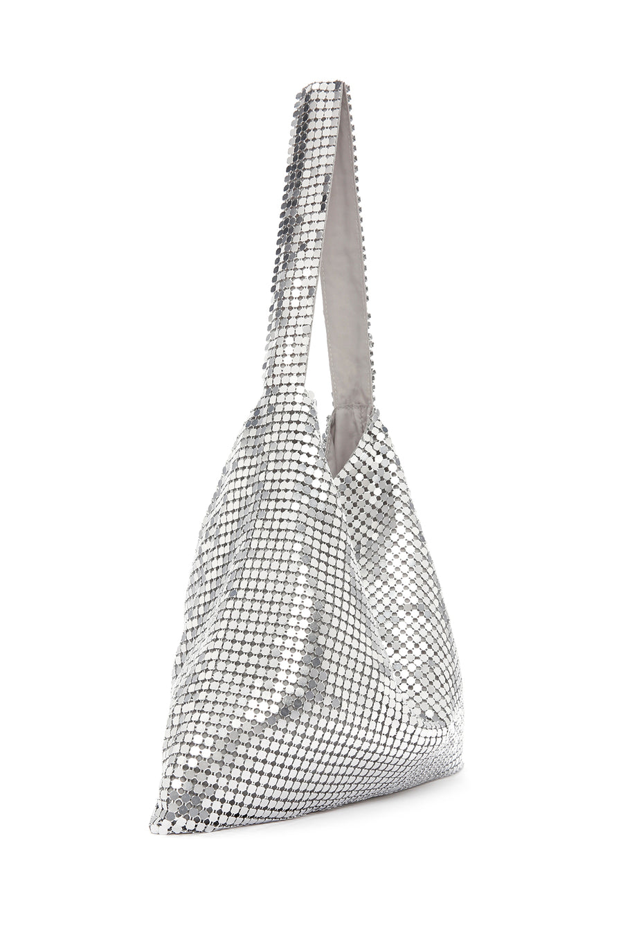 Women's Silver Metal Patterned Shoulder Bag