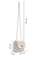 Women's Cream Long Chain Strap Plush Crossbody Bag | Derimod