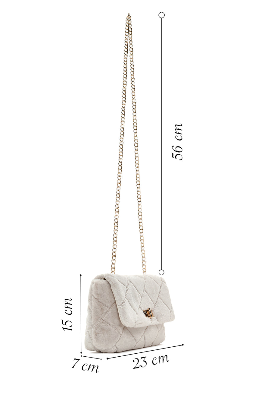 Women's Cream Long Chain Strap Plush Crossbody Bag