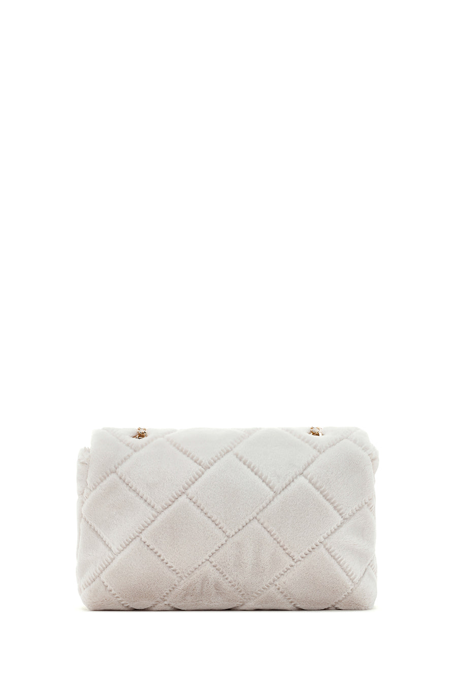 Women's Cream Long Chain Strap Plush Crossbody Bag