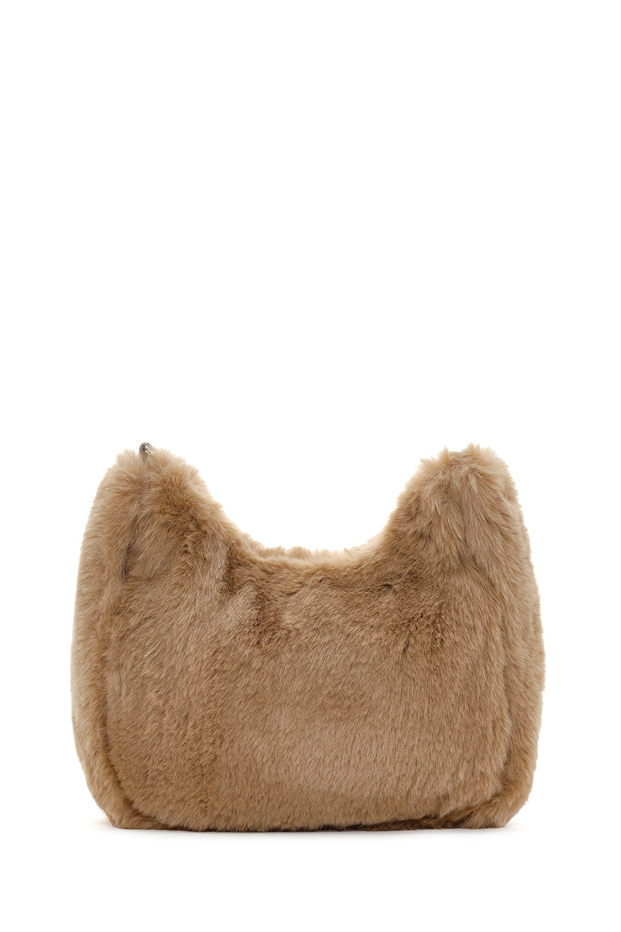 Women's Beige Long Chain Strap Plush Handbag