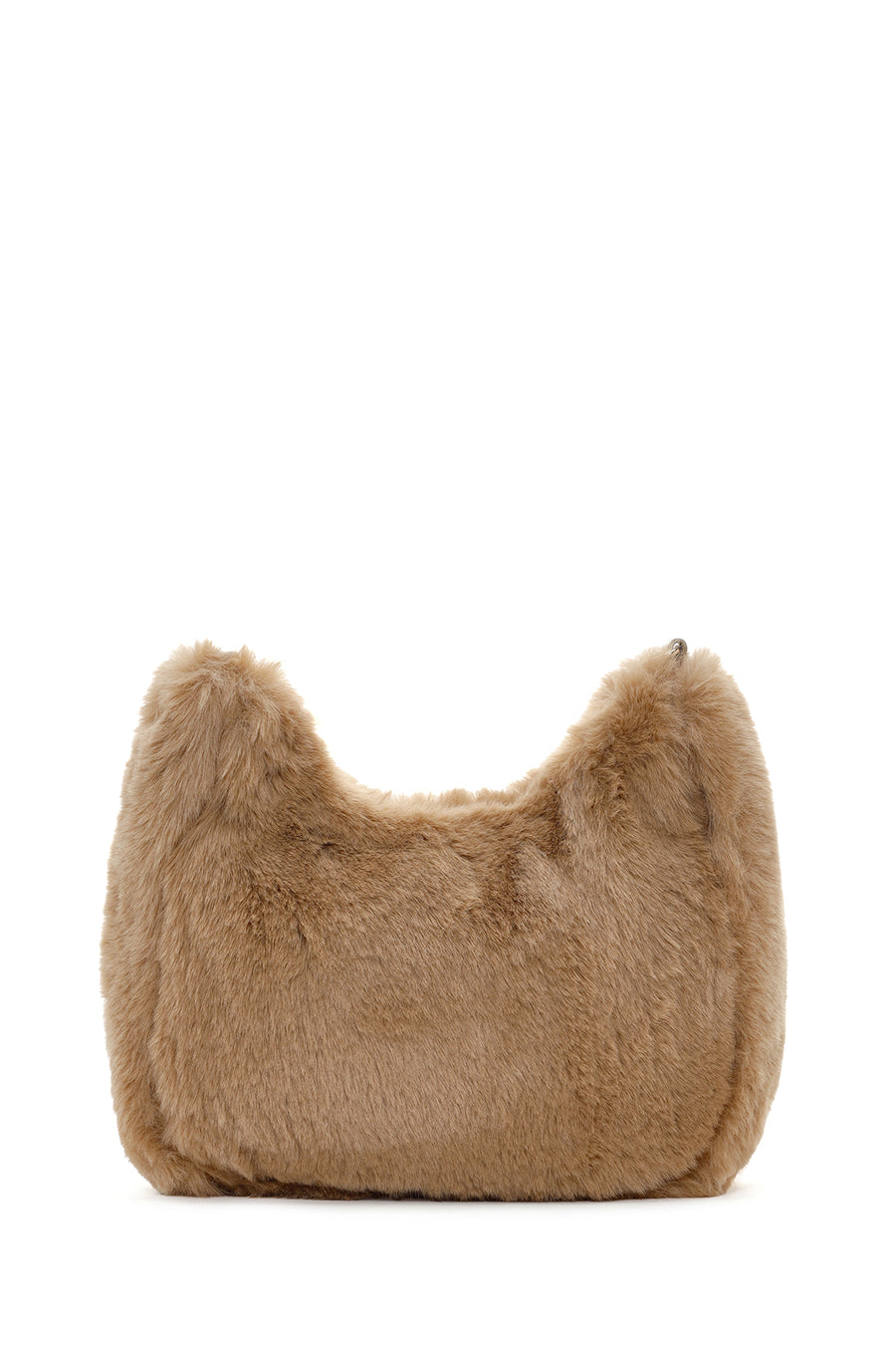 Women's Beige Long Chain Strap Plush Handbag