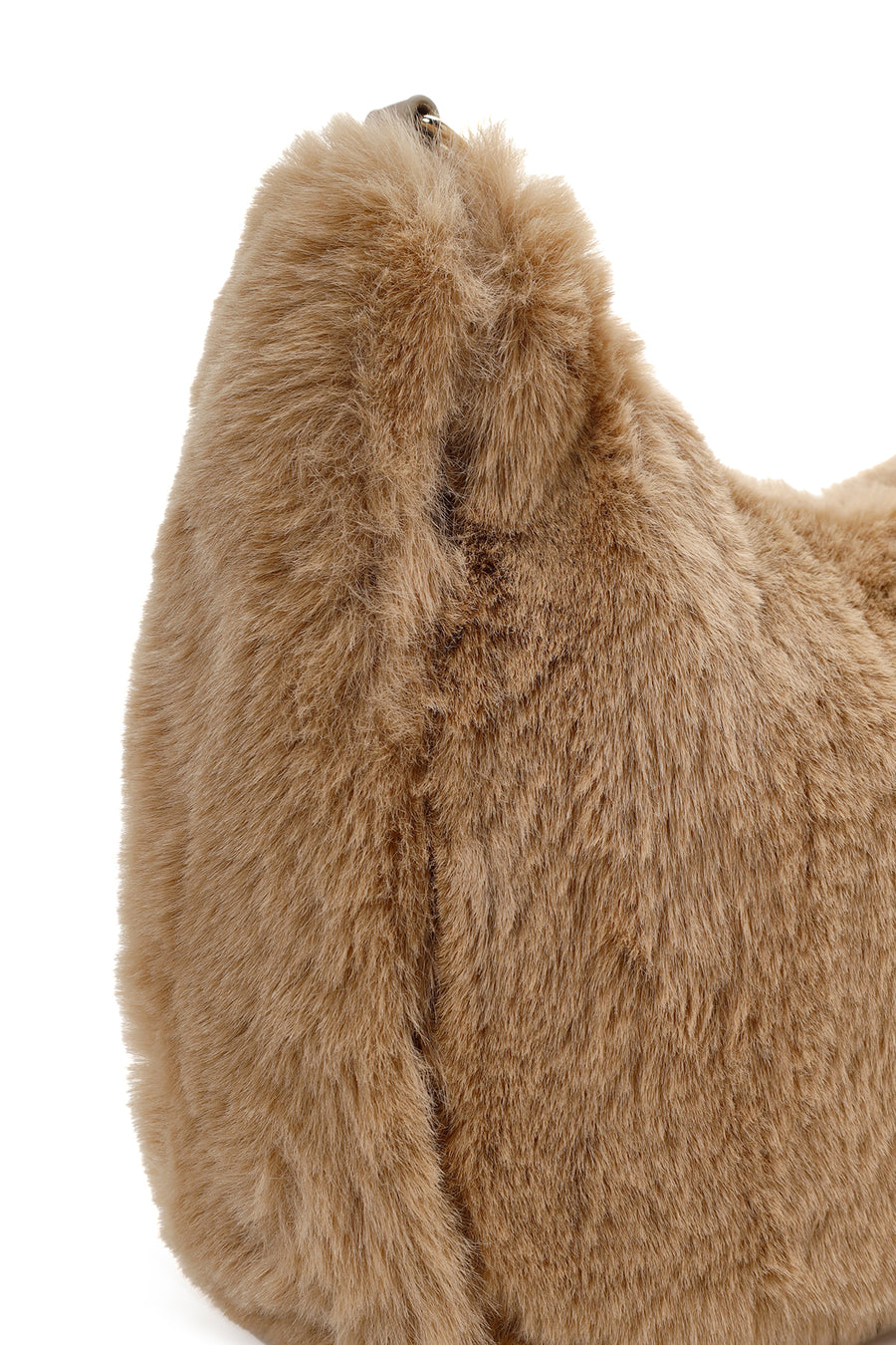 Women's Beige Long Chain Strap Plush Handbag