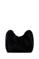 Women's Black Long Chain Strap Plush Handbag | Derimod