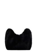Women's Black Long Chain Strap Plush Handbag | Derimod