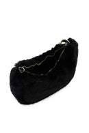 Women's Black Long Chain Strap Plush Handbag | Derimod