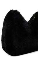 Women's Black Long Chain Strap Plush Handbag | Derimod