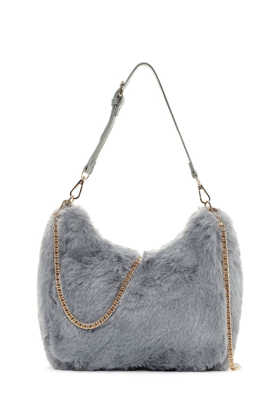 Women's Gray Long Chain Strap Plush Handbag 23WBD2958PH | Derimod