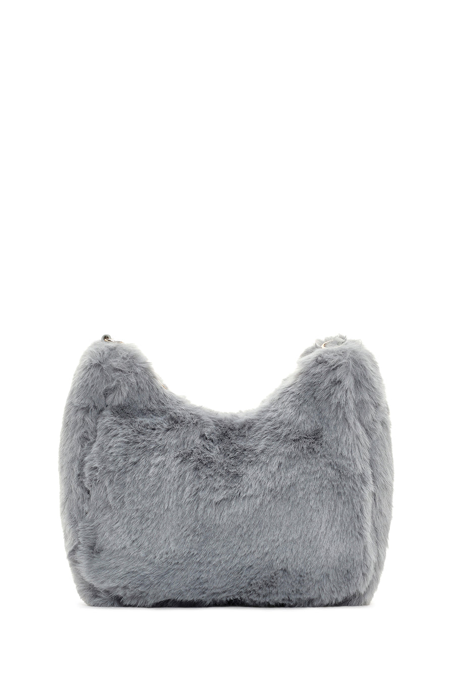 Women's Gray Long Chain Strap Plush Handbag