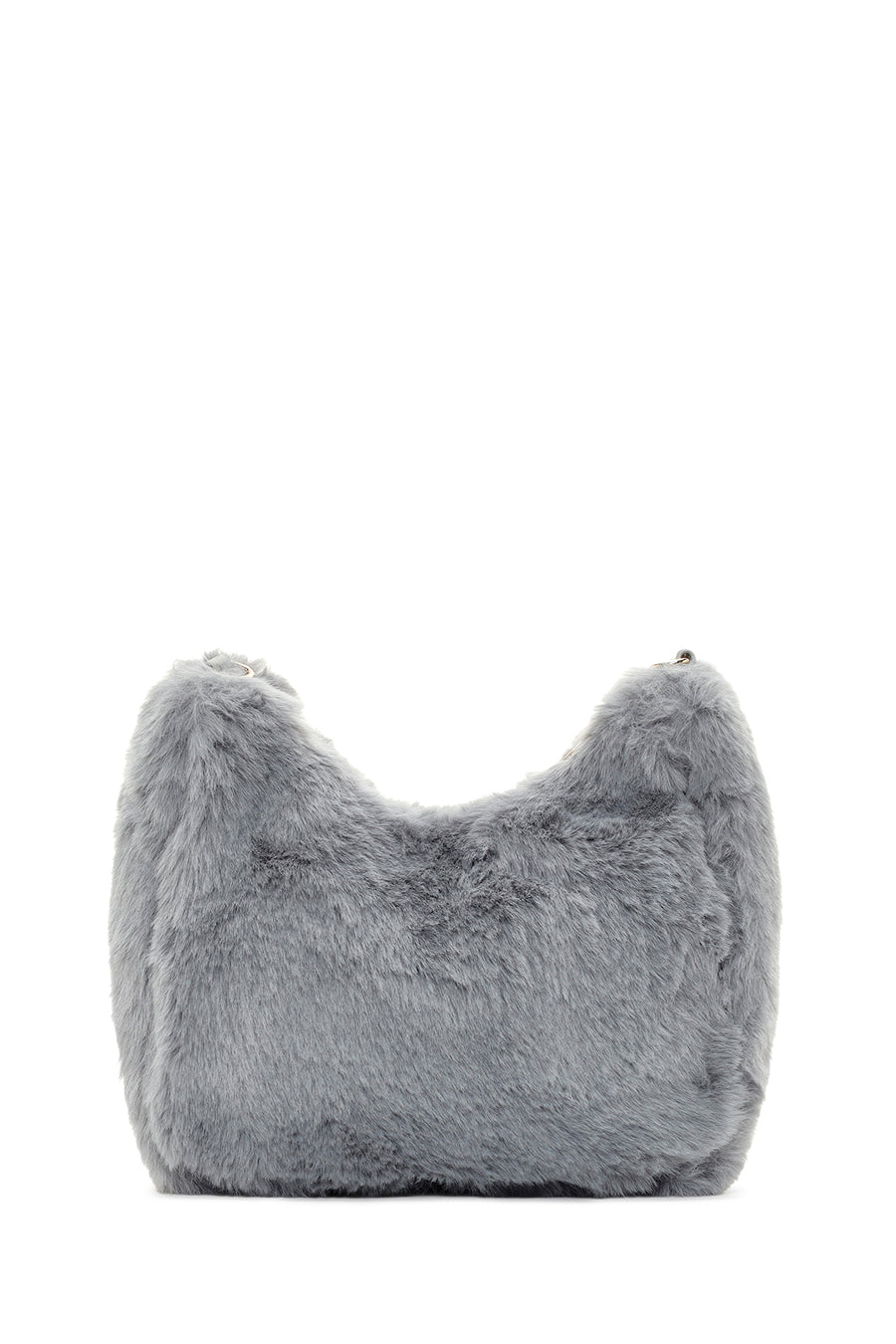 Women's Gray Long Chain Strap Plush Handbag