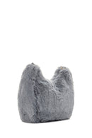 Women's Gray Long Chain Strap Plush Handbag | Derimod