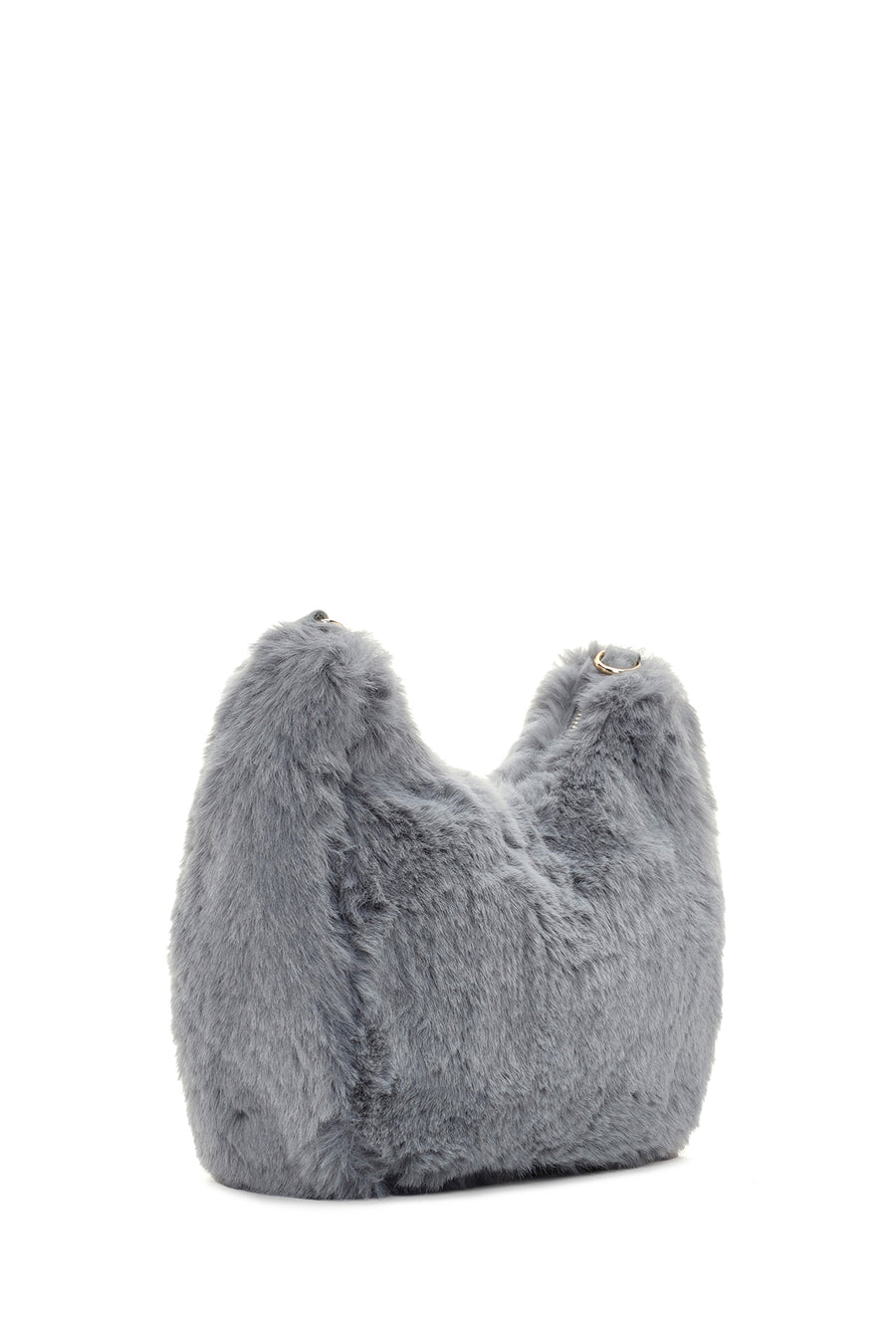 Women's Gray Long Chain Strap Plush Handbag