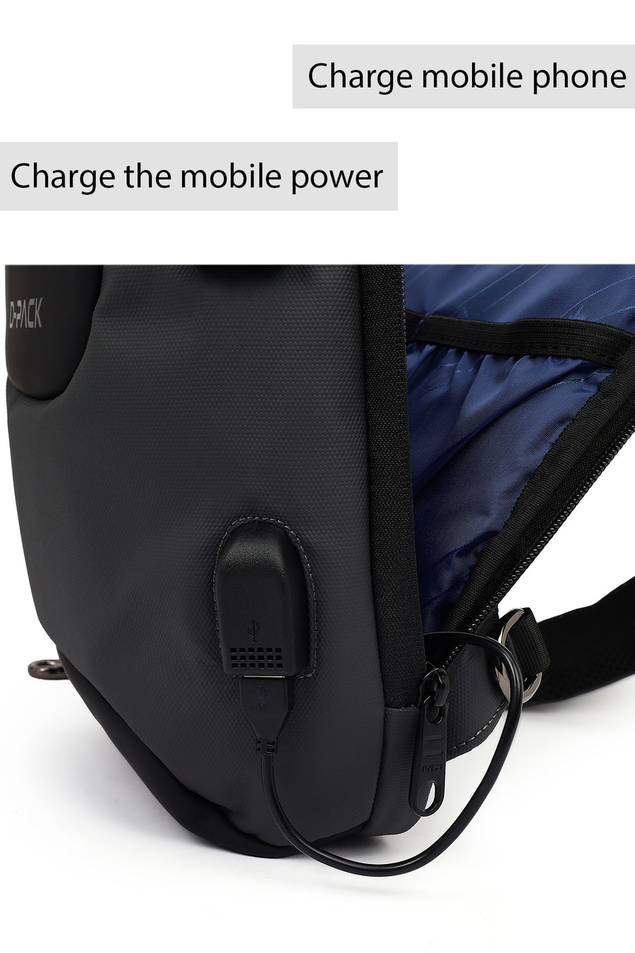 D-Pack Erkek Gri Teknolojik Çapraz Çanta