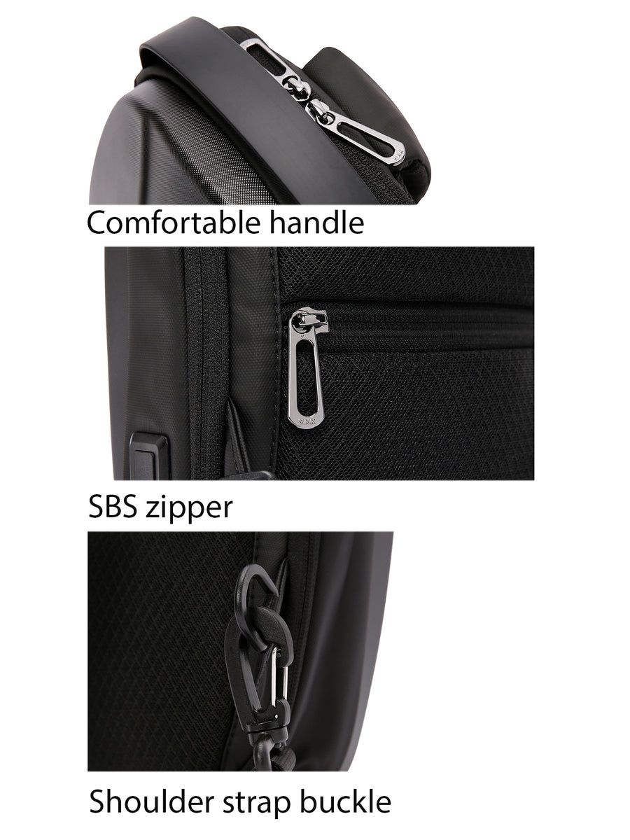 D-Pack Men's Black Technological Hardcase Long Strap Shoulder Bag
