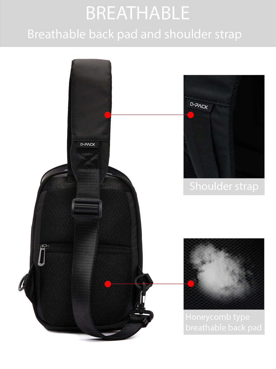 D-Pack Men's Black Technological Hardcase Long Strap Shoulder Bag