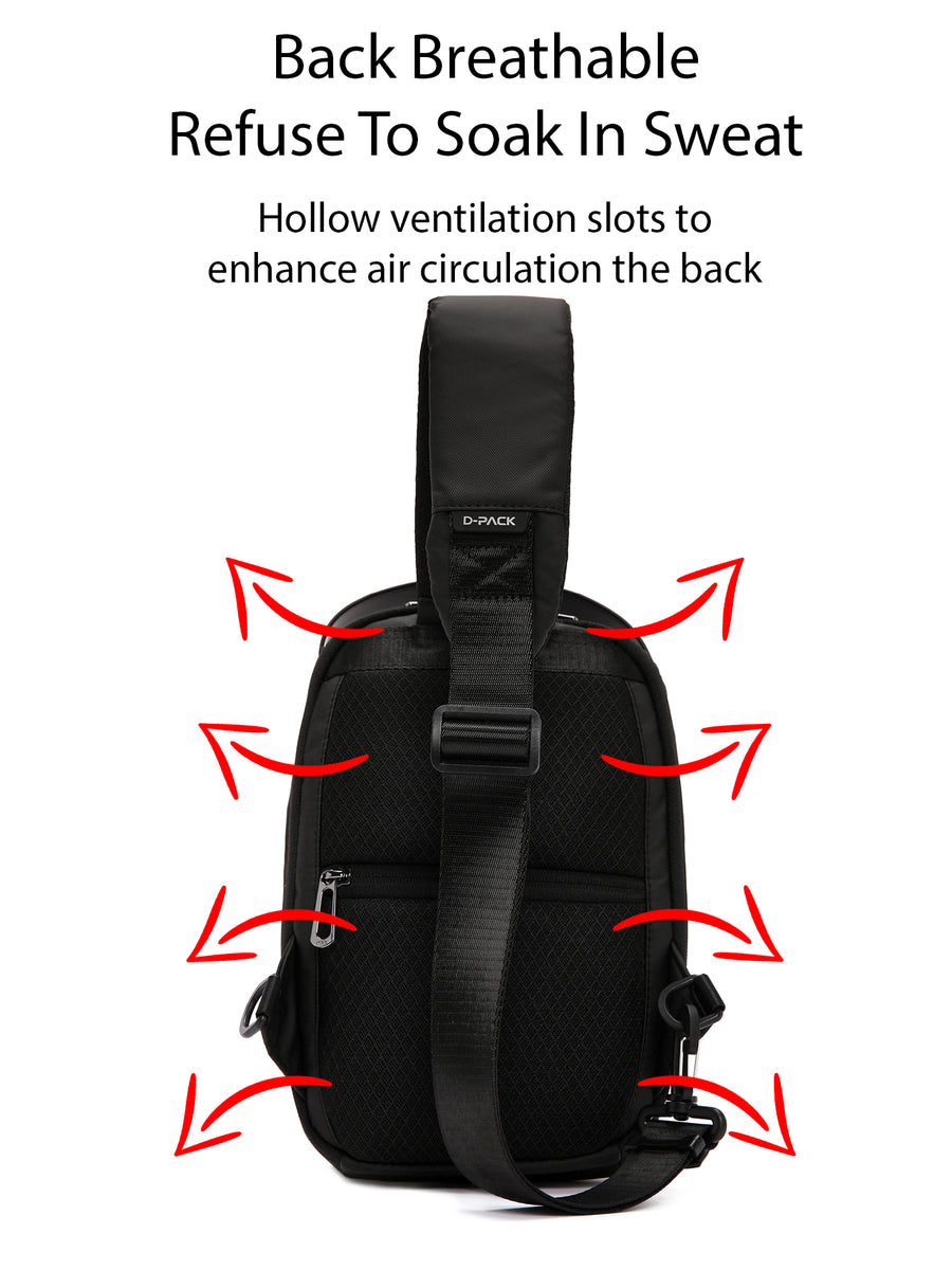 D-Pack Men's Black Technological Hardcase Long Strap Shoulder Bag