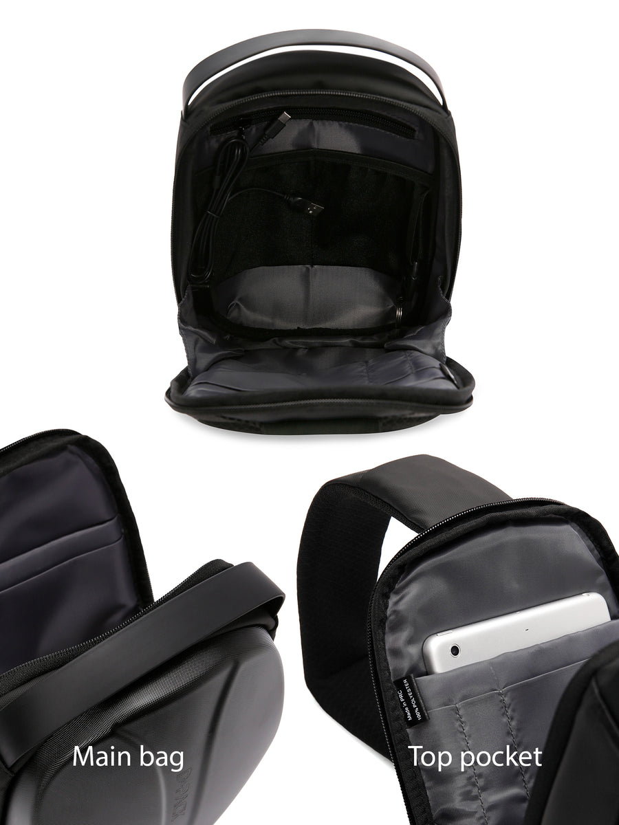 D-Pack Men's Black Technological Hardcase Long Strap Shoulder Bag