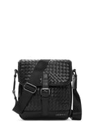 Men's Black Braided Messenger Bag | Derimod
