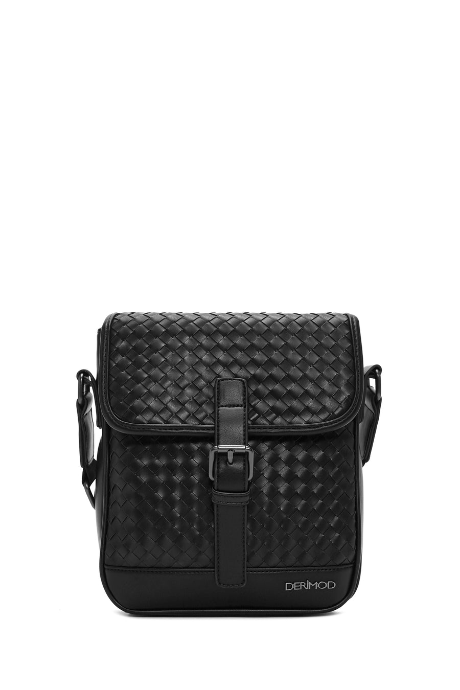 Men's Black Braided Messenger Bag